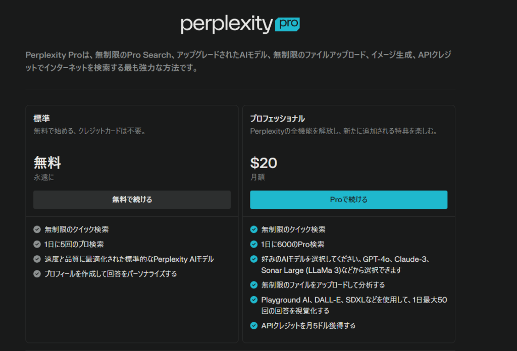 用途に合わせて選べるPerplexity AIの料金プラン